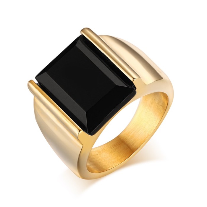Mens Stainless Steel Ring Molds with Black Agate