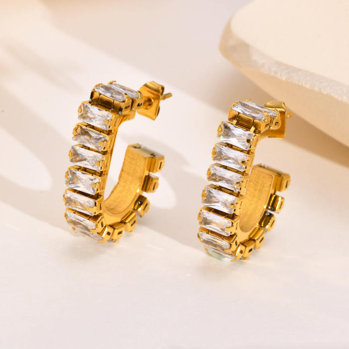 Wholesale Stainless Steel AAA Grade CZ Earring