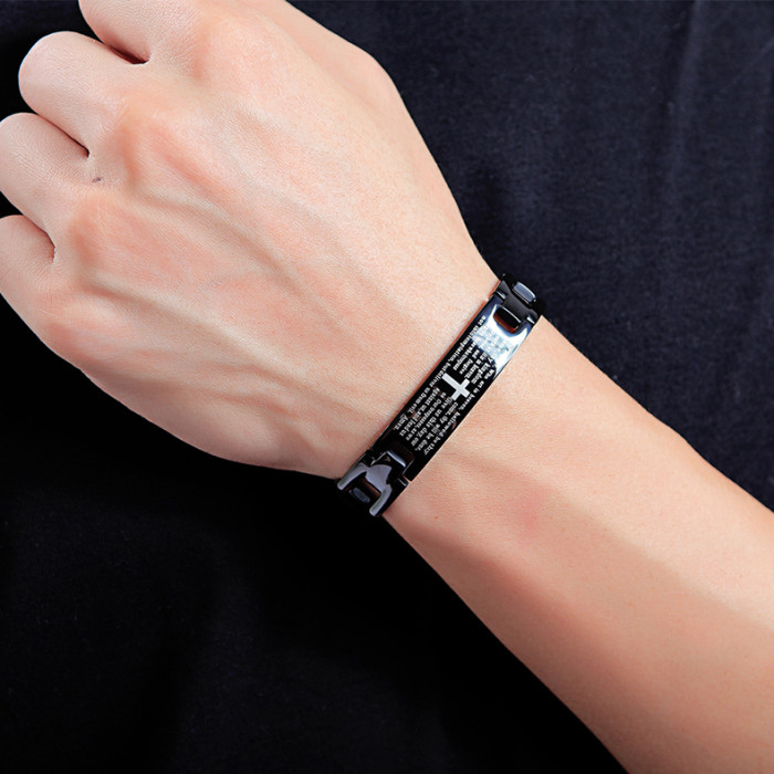 Wholesale Stainless Steel Bible Lord's Prayer Cross Bracelet