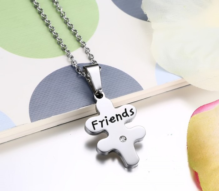 Wholesale Stainless Steel Best Friend Pendants with CZ