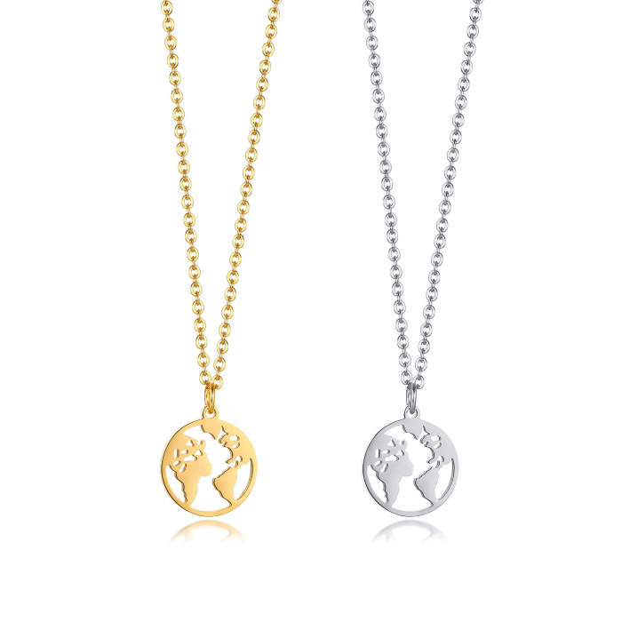 Wholesales Stainless Steel World Map Pendant