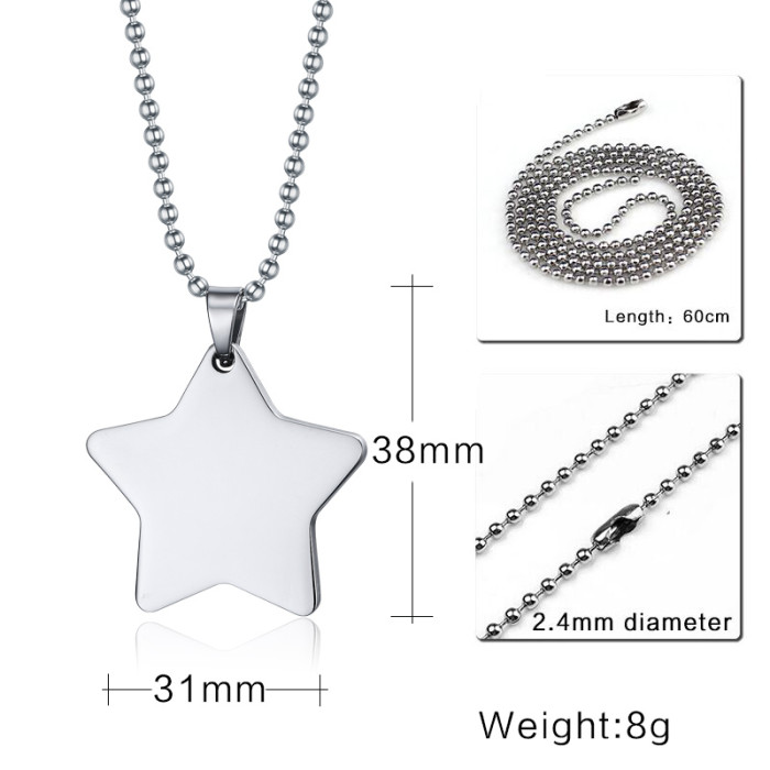 Wholesale Steel Star Pendant Necklace with Medical