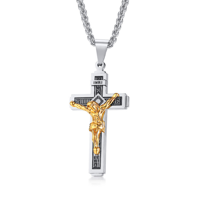 Wholesale Stainless Steel Men's Crucifix Cross Necklace