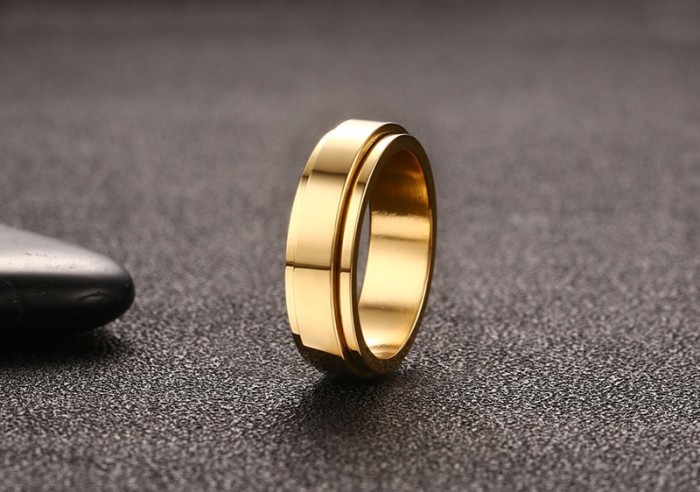 Wholesale Stainless Steel Gold Plated Spinner Ring