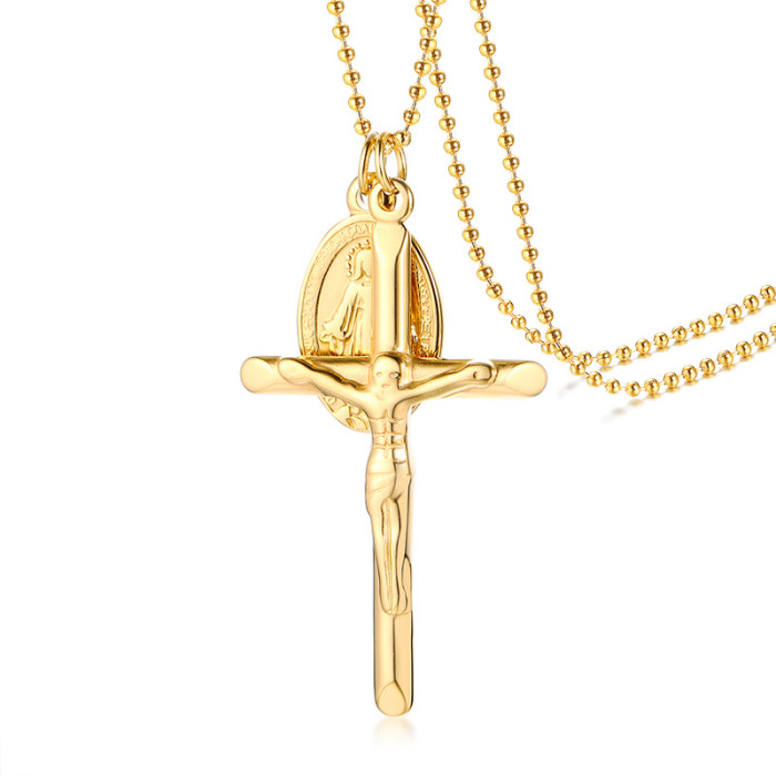 Wholesale Stainless Steel Virgin Mary Necklace with Cross
