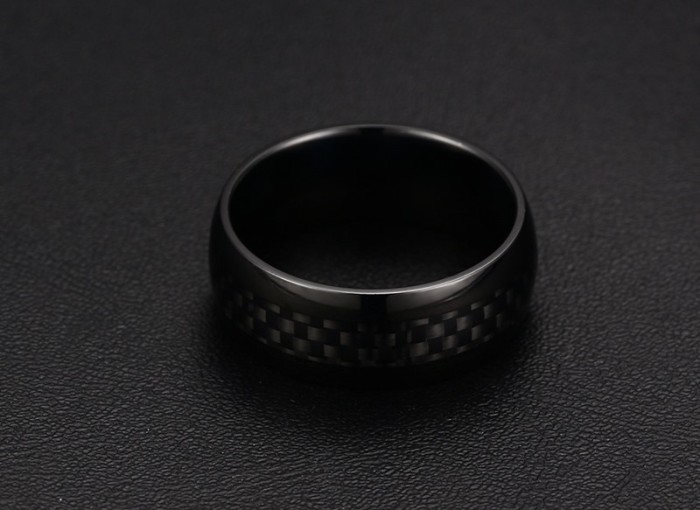 8mm Black Carbin Fiber Stainless Steel Ring for Amazon Sale