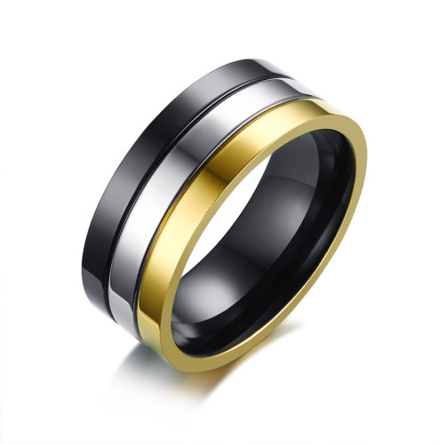 Wholesale Stainless Steel Three-Tone Wedding Bands for Him