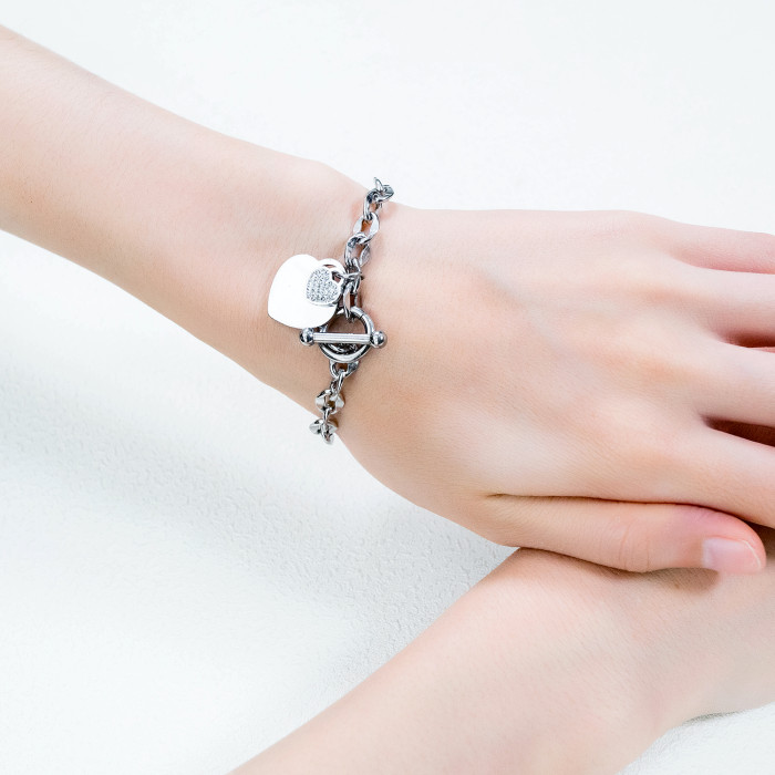 Wholesale Stainless Steel Women's Heart Bracelet