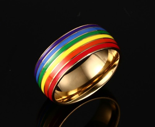 Wholesale Stainless Steel Gay Rainbow Groove Ring