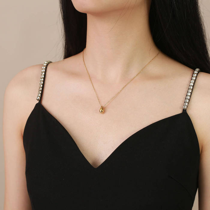 Stainless Steel Water Drop Pendant Necklace