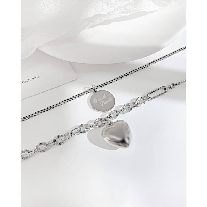Wholesale Stainless Steel Women Double Layer Necklace