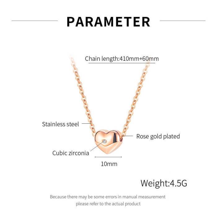 Wholesale Stainless Steel Heart Necklce with CZ