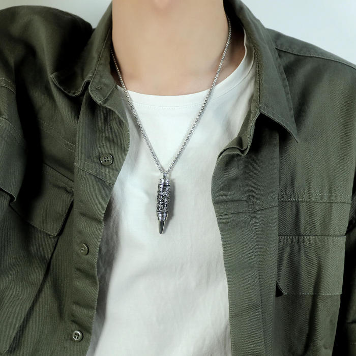 Wholesale Stainless Steel Panlong Bullet Pendant