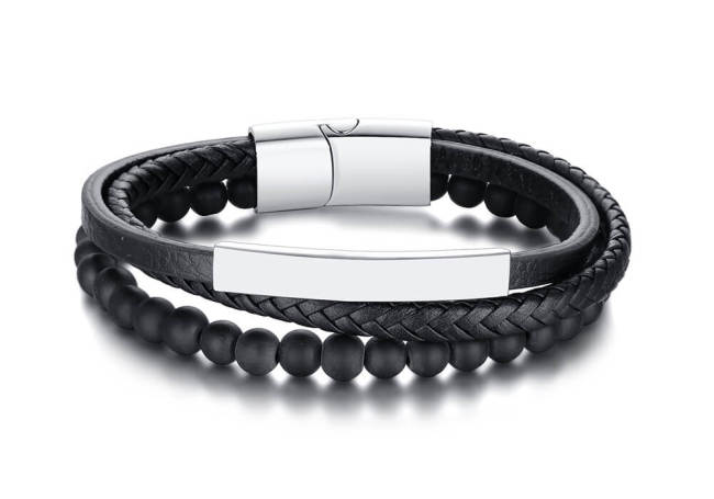 Wholesale Mens Personalized Leather Bracelet