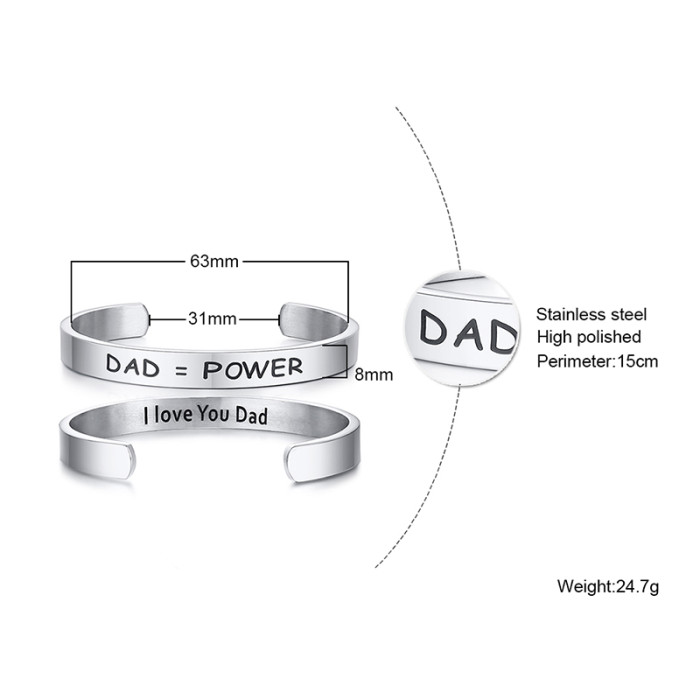 Wholesale Stainless Steel Dad Bracelet Bangle