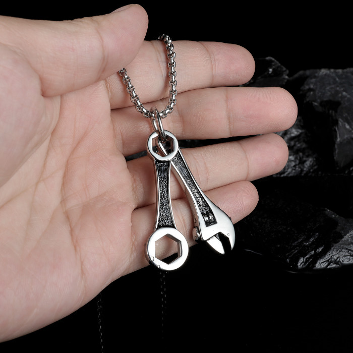 Wholesales Stainless Steel Mens Spanner Wrench Biker Pendant