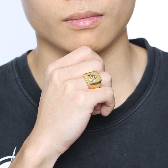 Wholesale Stainless Steel Gold IP Masonic Ring for Sale