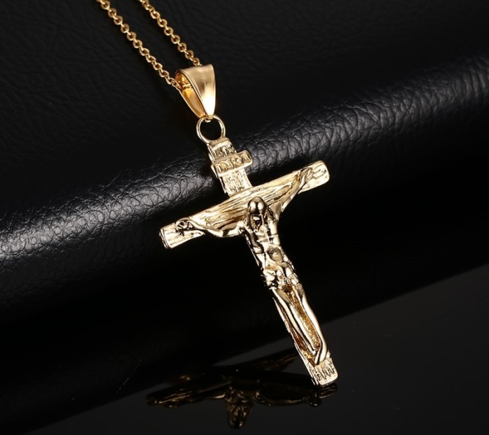 Mens Stainless Steel Crucifix Pendant