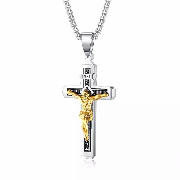 Wholesale Stainless Steel New Mens Jesus Crucifix Cross Pendant Necklace