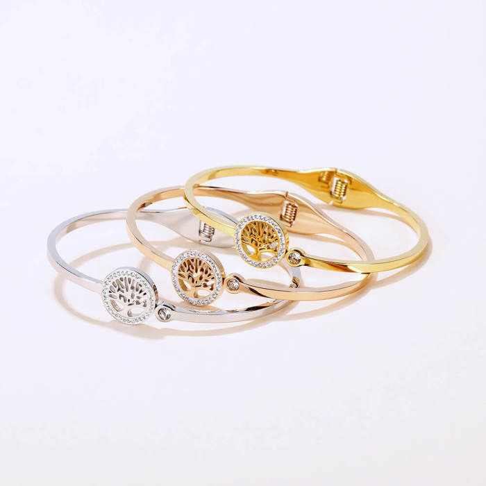 Wholesale Stainless Steel Life Tree Bangle for Women
