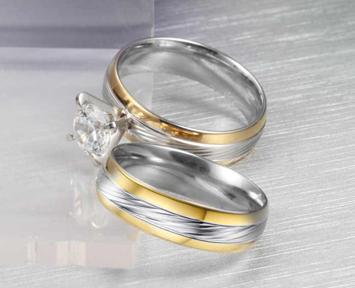 Wholesales stainless steel Engagement Ring Settings with Princess CZ