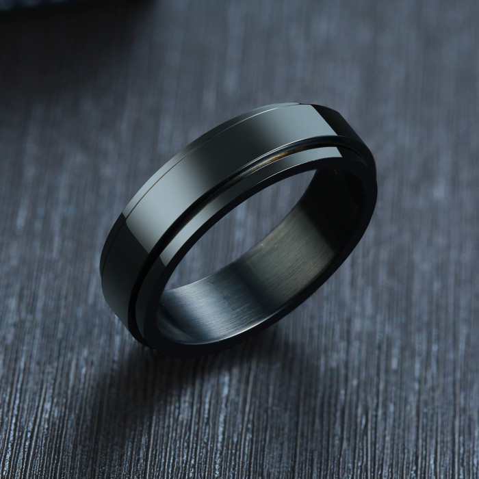 Wholesale Black Stainless Steel Classic Spinner Ring