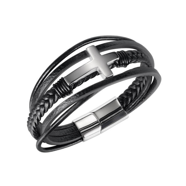 Wholesale Leather Bracelet with Cross