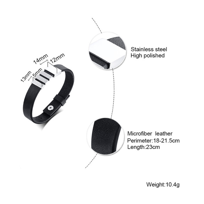 Wholesale Men Leather Beads Engraved 2/3/4/5/6 Name Bracelet