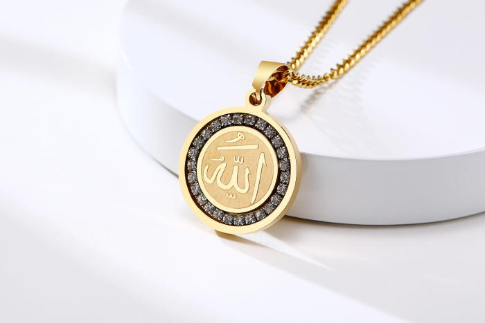 Wholesale Stainless Steel Allah Pendant with CZs