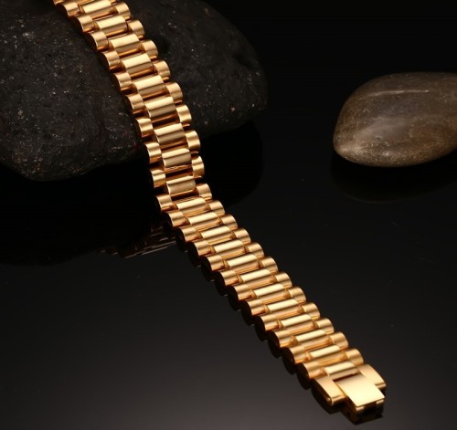 Stainless Steel Gold Plated Bracelet Watch Band