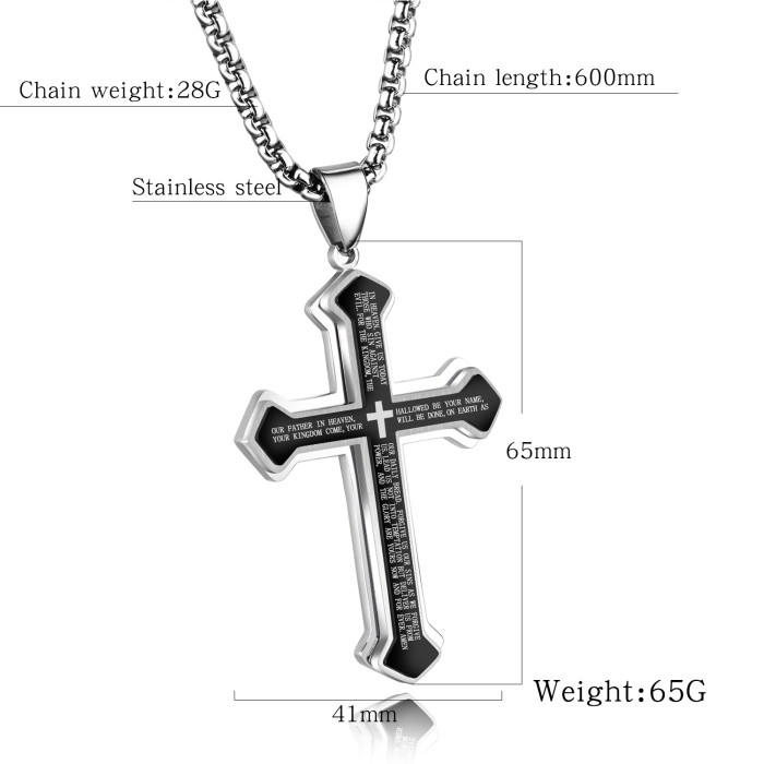 Wholesale Stainless Steel Cross Pendant and Chain Mens