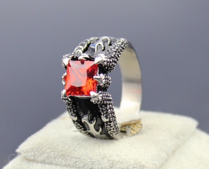 Stainless Steel Claw CZ Biker Rings for Men
