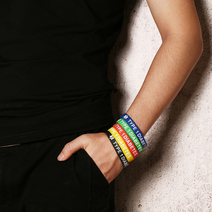 Wholesale Type 1/2 Diabetes Medical Alert ID Wristband Bracelet