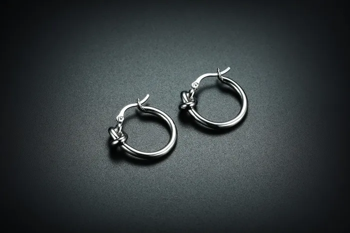 Wholesale Stainless Steel Hoop Tie The Knot Earrings