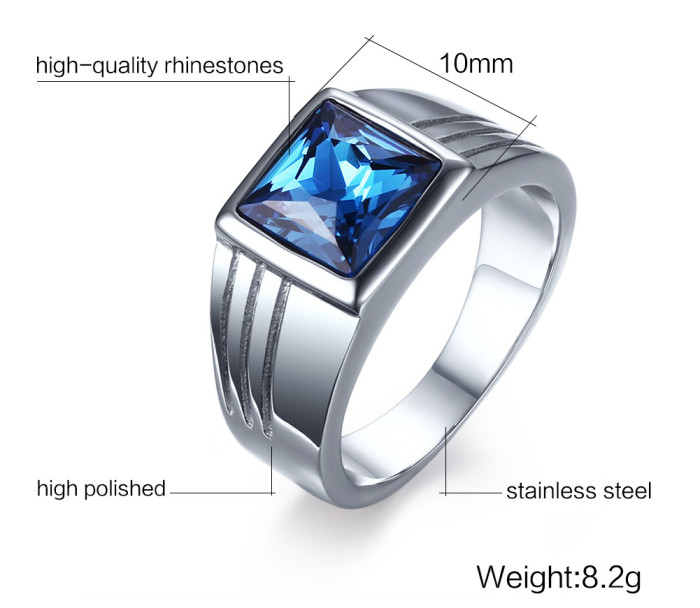 Wholesale Mens Stone Rings Stainless Steel