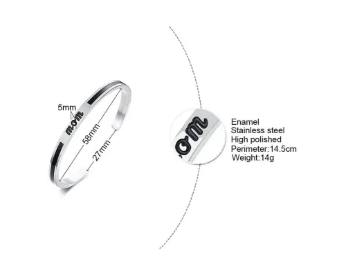 Wholesale Stainless Steel Open Bangle with Mom