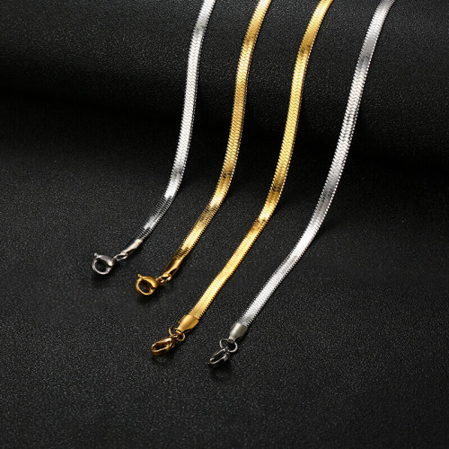 Stainless Steel Flat Snake Chain Necklace