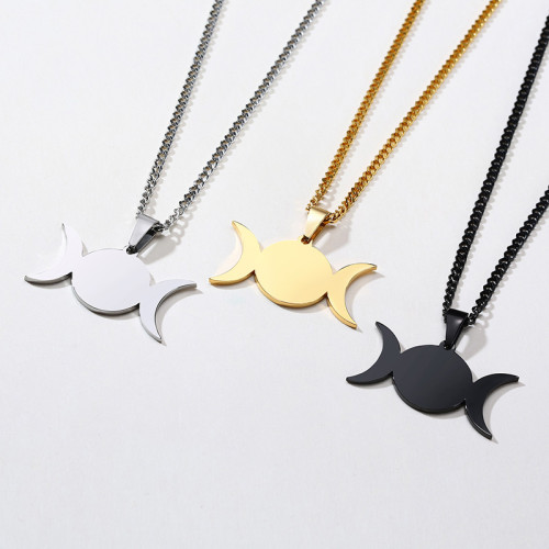Wholesale Crescent Stainless Steel Moon/sun Necklace
