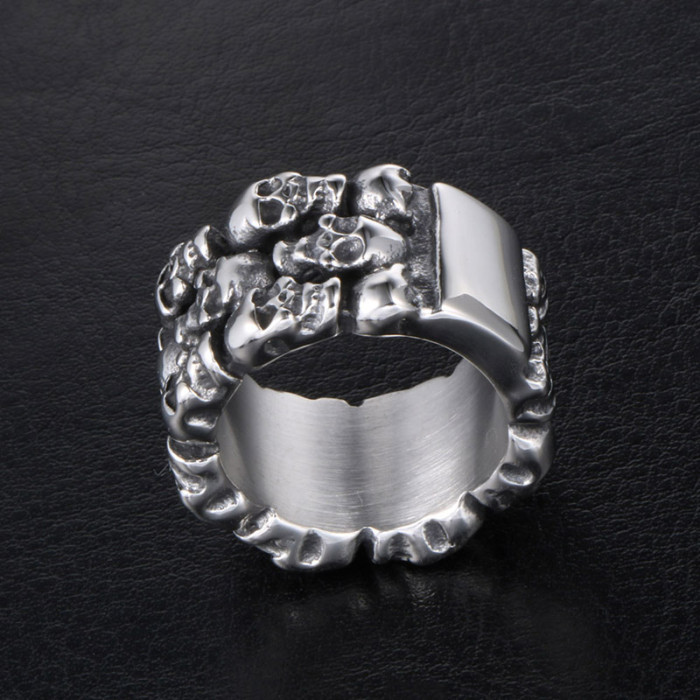 Wholesale Stainless Steel Multiple Skulls Ring with (Available in Sizes 7 to 12)