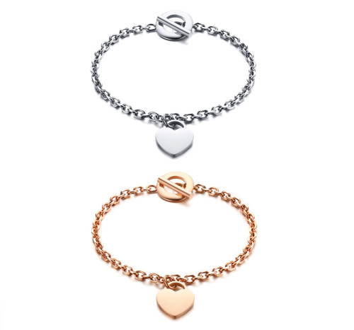 Wholesale Stainless Steel Chain Bracelet with Heart Charm