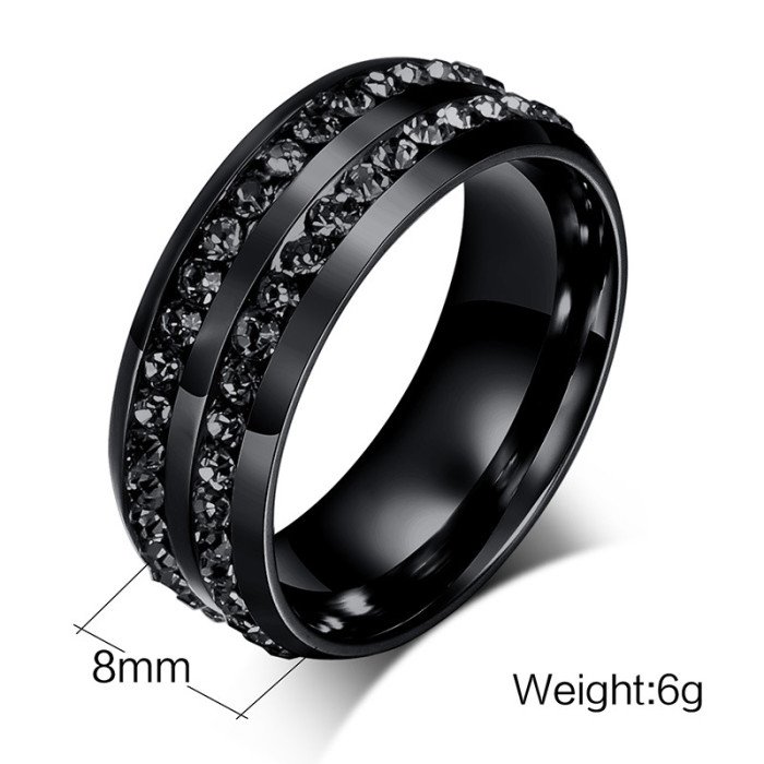 Stainless Steel Black Two Line CZ Ring Ebay