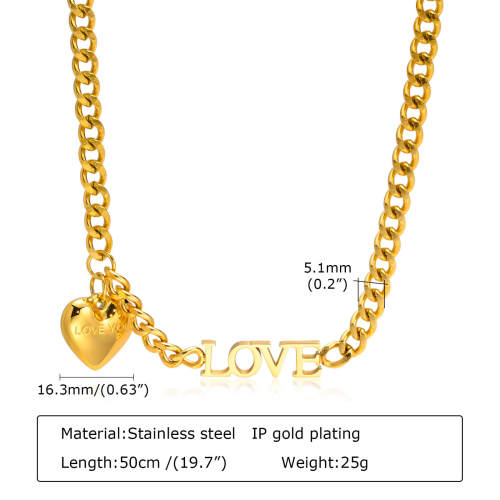 Wholesale Stainless Steel LOVE Heart Necklace