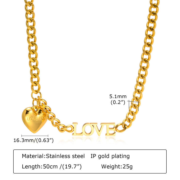 Wholesale Stainless Steel LOVE Heart Necklace