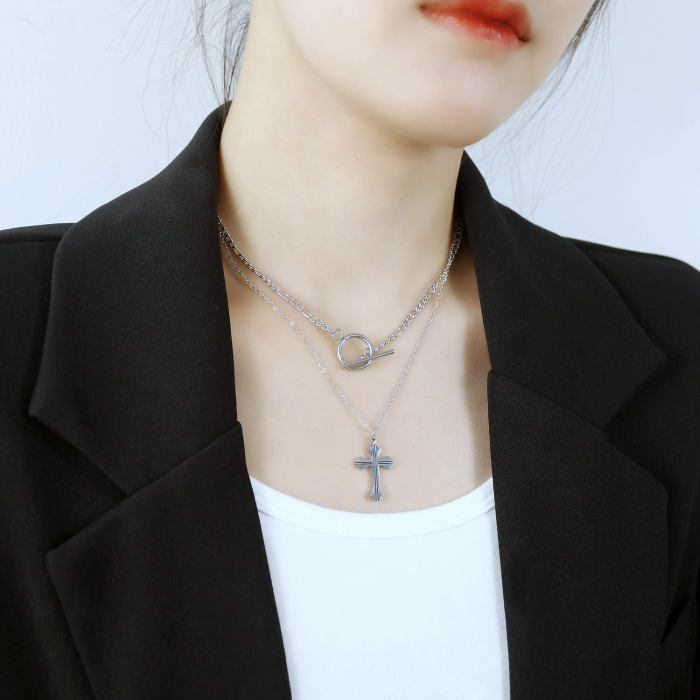 Wholesale Stainless Steel Women Double Necklace