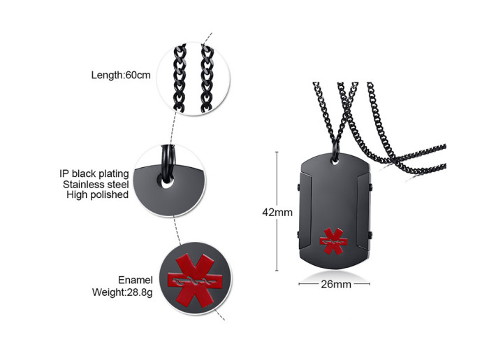 Wholesale Stainless Steel Black Medical Dog Tag