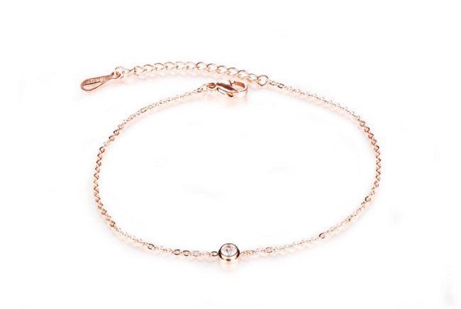 Stainless Steel CZ Anklet Bracelet