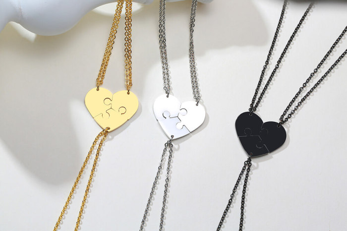 Wholesale Stainless Steel Puzzle Piece Necklace Best Friends