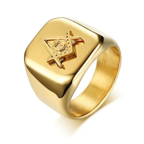 Wholesale Stainless Steel Gold IP Masonic Ring for Sale
