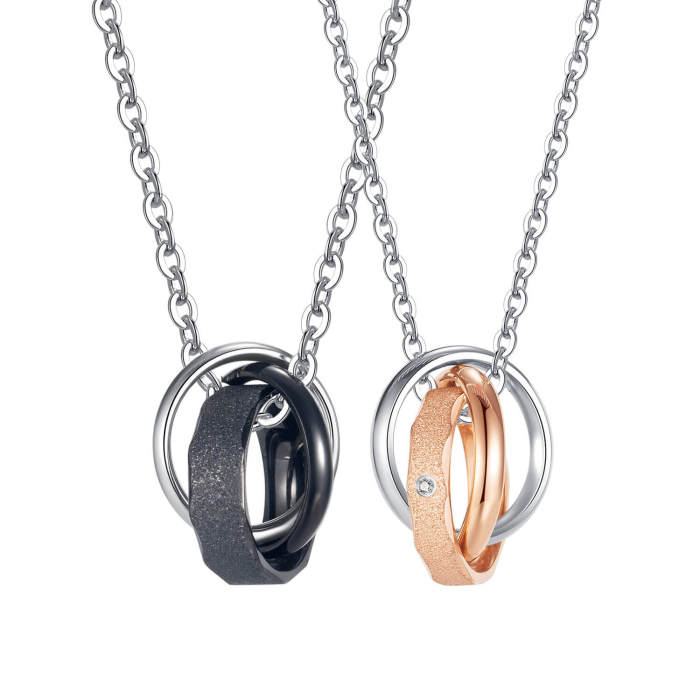 Wholesale Stainless Steel Three Ring Couple Pendant