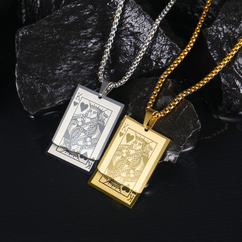 Wholesales Stainless Steel Mens Poker K Chain Necklace